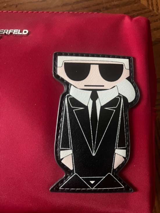 Karl Lagerfeld Maybelle Cosmetic Bag Red with Karl Character logo top zip - Picture 3 of 6